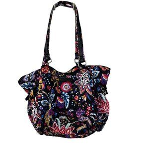 Vera Bradley Glenna Shoulder Bag Floral Medium Leather Details Multiple Pockets